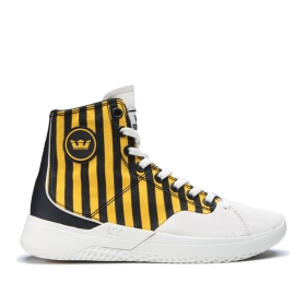 Mens Supra High Top Shoes STATIK Caution Stripe/bone | AU-60896